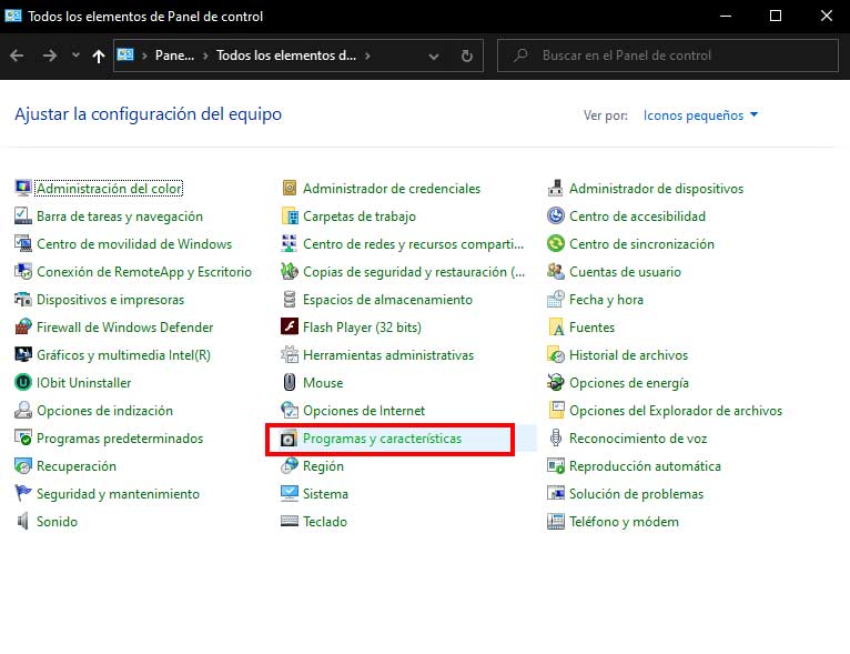 Programas y características en FormCiberSeg - Formación y Ciberseguridad