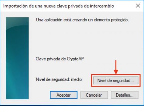 Poner contraseña opcional al certificado en Windows 10