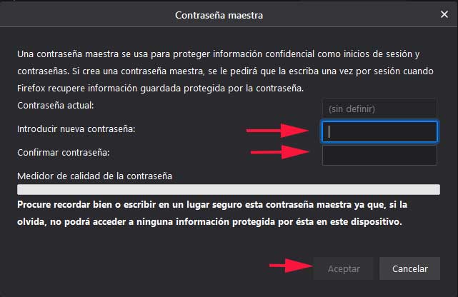 Poner contraseña maestra en Firefox en FormCiberSeg - Formación y Ciberseguridad