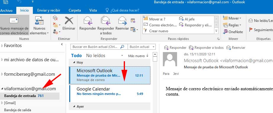 Cuenta de Gmail Añadida a Outlook en FormCiberSeg - Formación y Ciberseguridad.