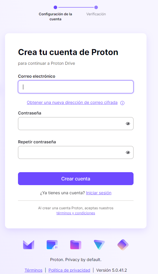 Creación de cuenta gratuita en Proton Drive para Windows siguiendo las instrucciones en el blog de Jevi, formciberseg, formación y ciberseguridad.