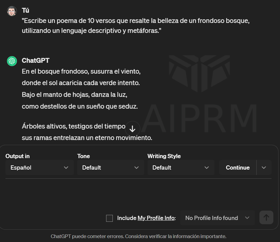 Ejemplo de salida a un prompt en chatGPT, en el articulo perteneciente al Glosario básico de IA ¿Qué significa un Prompt? en el blog de Jevi, Formación y Ciberseguridad, FormCiberSeg