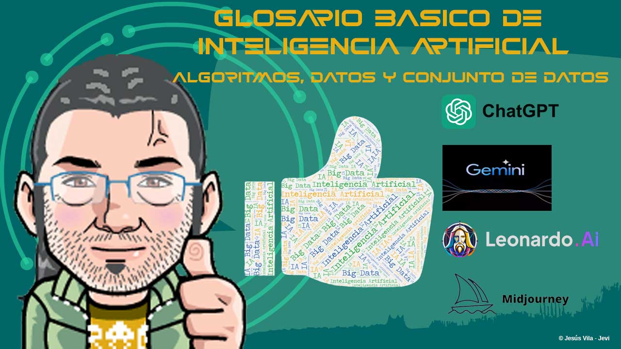 Portada del Glosario básico de inteligencia artificial: Algoritmos, Datos y conjuntos de datos en el blog de Jevi, Formciberseg.