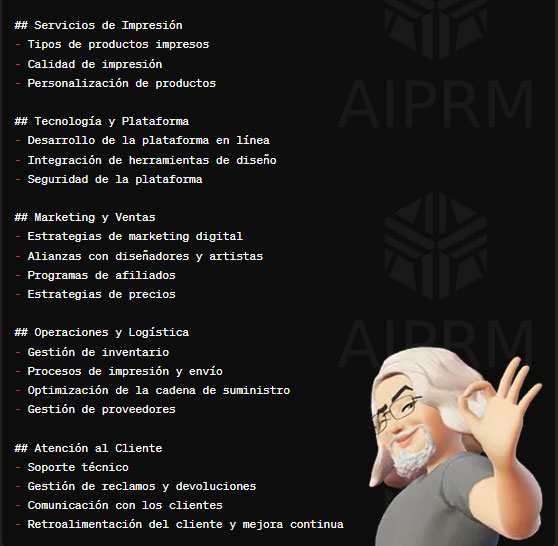 Conversión a formato Markdown de ChatGPT para crear un mapa mental de una startup en el blog de jevi, Formciberseg dentro de la categoría Glosario básico de inteligencia artificial, en el artículo: Mapas mentales con inteligencia artificial: Qué son y cómo crearlos