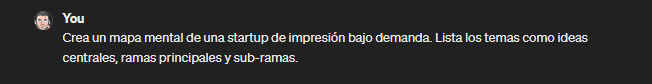 Prompt sencillo para crear un mapa mental en chatgpt