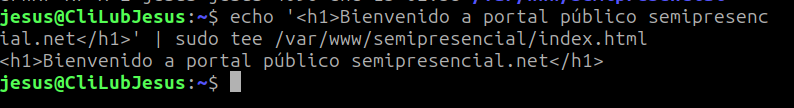 Crear saludo de bienvenida al portal de apache2