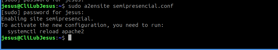 Activar el sitio semipresencial en apache