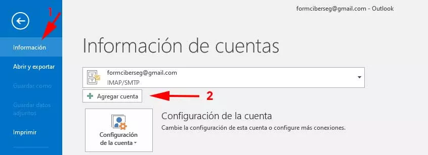 Abrir Outlook para firmar y cifrar correos con outlook en Windows