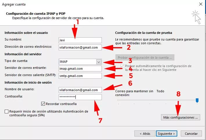 Configurar Pop o Imap en Outlook
