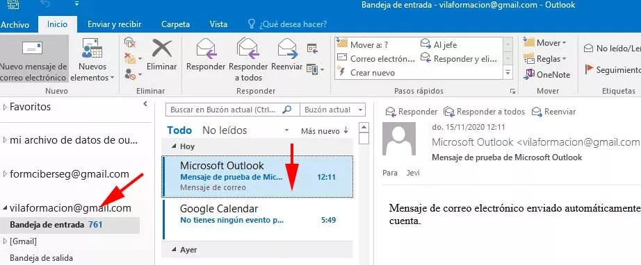 Cuenta de Gmail Añadida a Outlook en FormCiberSeg - Formación y Ciberseguridad.